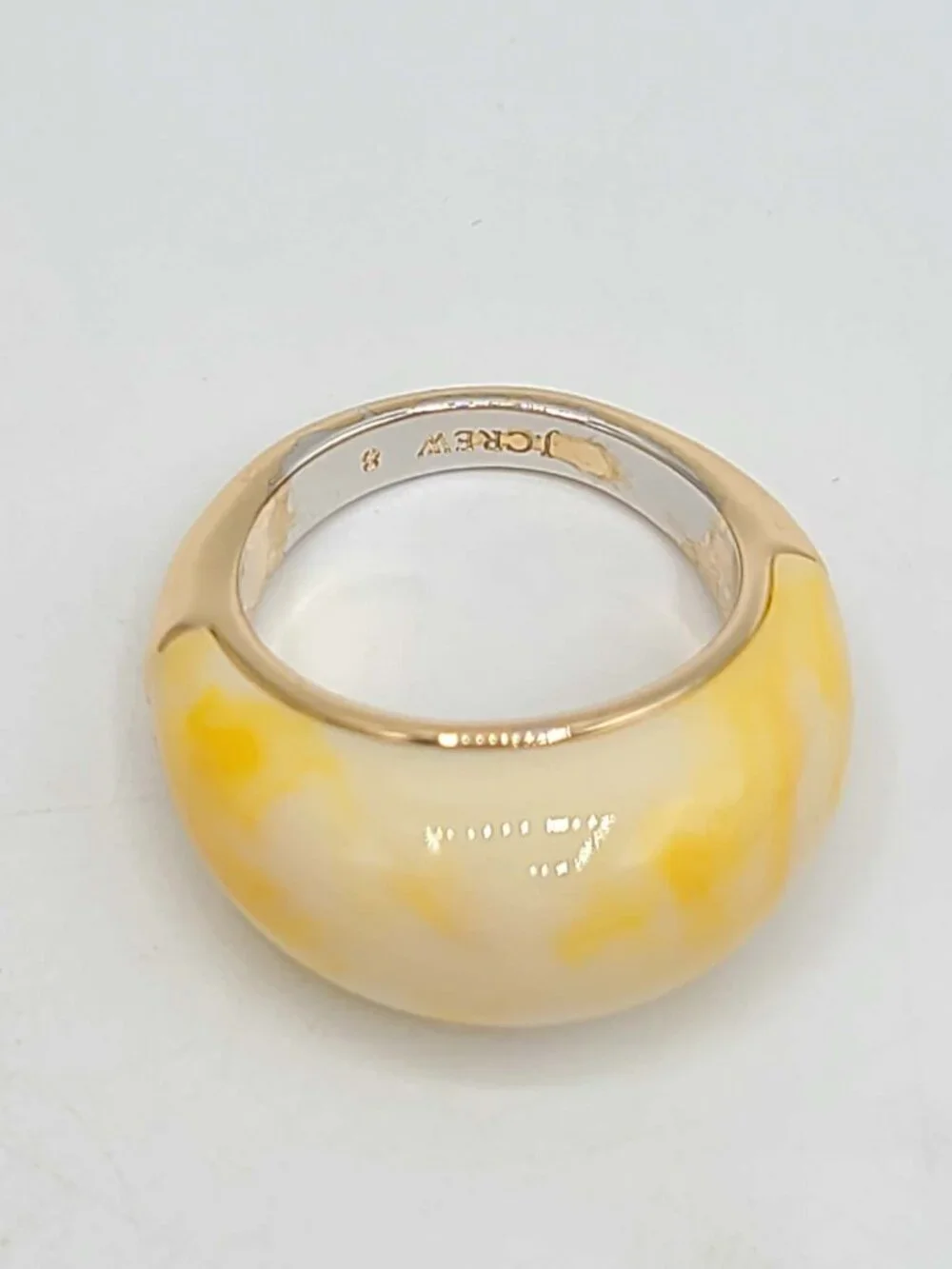 J Crew Yellow Off White Resin Bubble Ring size 8 NWOT
